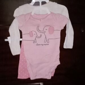 NWT Carter's Baby 3 piece Elephant Outfit Pink Newborn